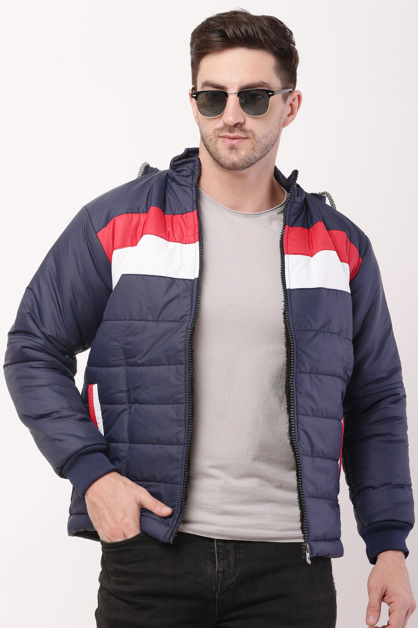 'Wolver' Men Stylish Navy Blue Cape bomber Jacket