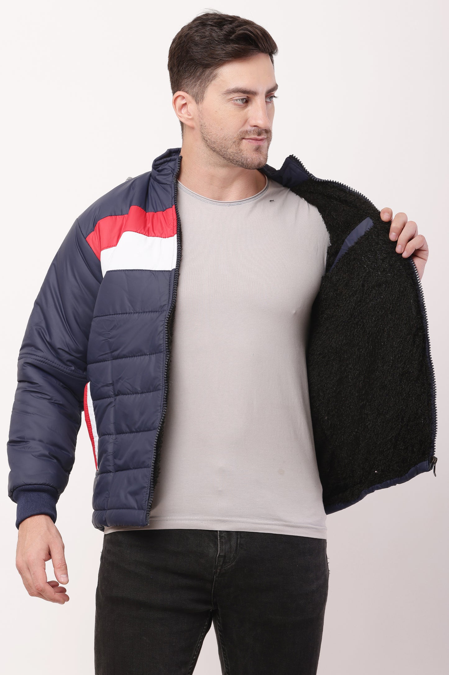 'Wolver' Men Stylish Navy Blue Cape bomber Jacket